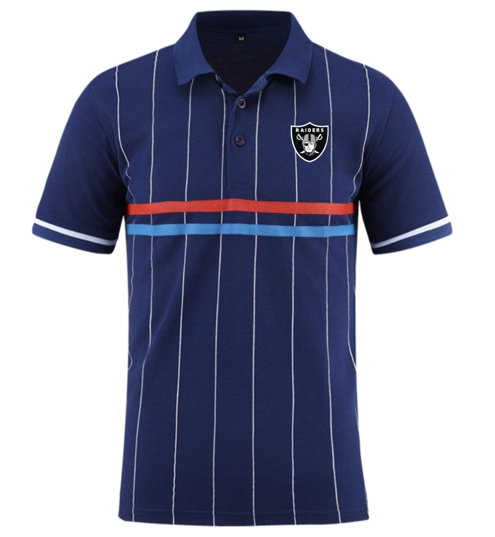 Oakland Raiders blue Men 2025 NFL polo T shirt